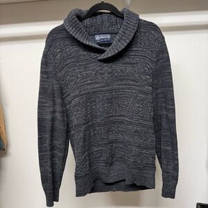 American Rag Charcoal Heather Knit Shawl Collar Sweater